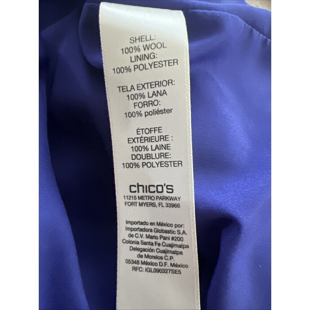 Chico’s Women’s Motor Jacket XL Wool Sz 3 - Picture 5 of 6